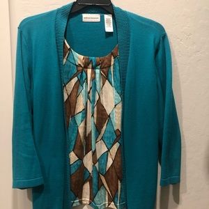Alfred Dunner two for one top. Turquoise. XL